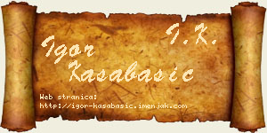 Igor Kasabašić vizit kartica